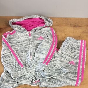 Adidas Kids Gray and Pink Jogger Set